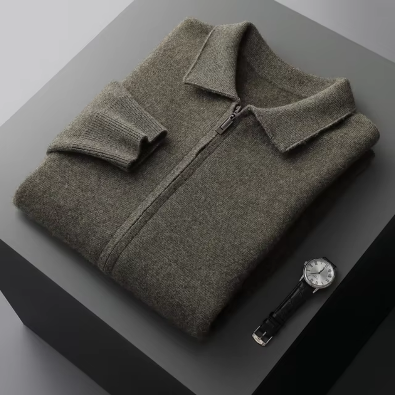 Strickjacke mit Reißverschluss - Gerader Schnitt und Kragen