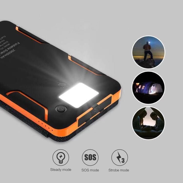 Solar Powerbank | 25000mAh Schnellladung 4 Solarpanels Mit Taschenlampe