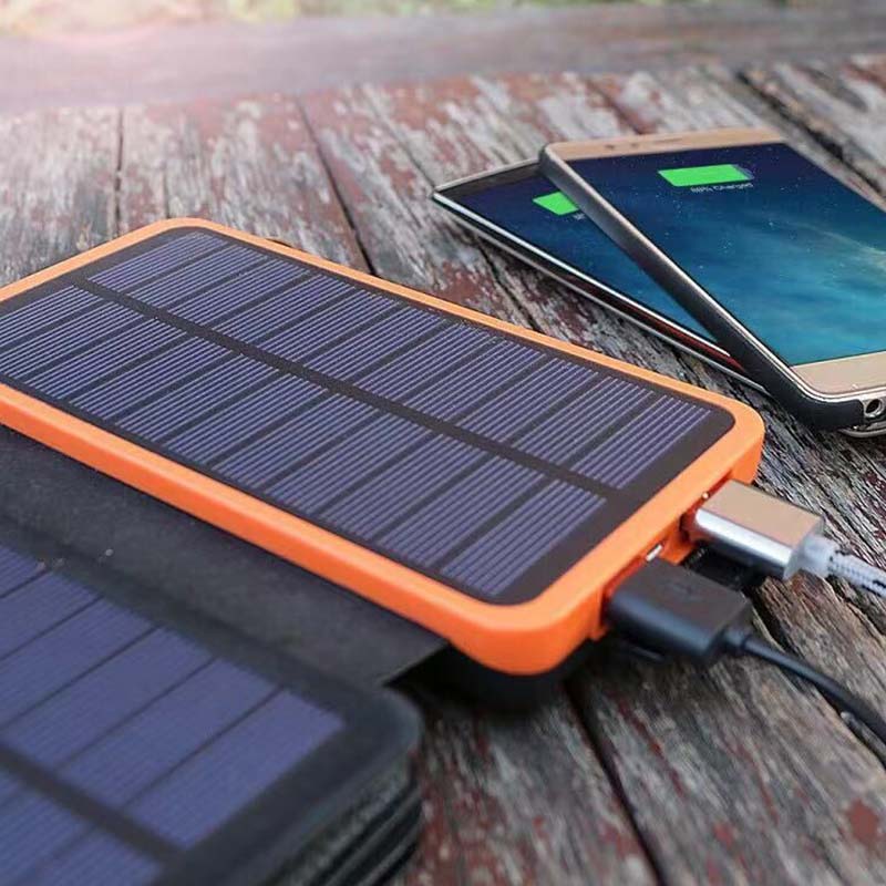 Solar Powerbank | 25000mAh Schnellladung 4 Solarpanels Mit Taschenlampe