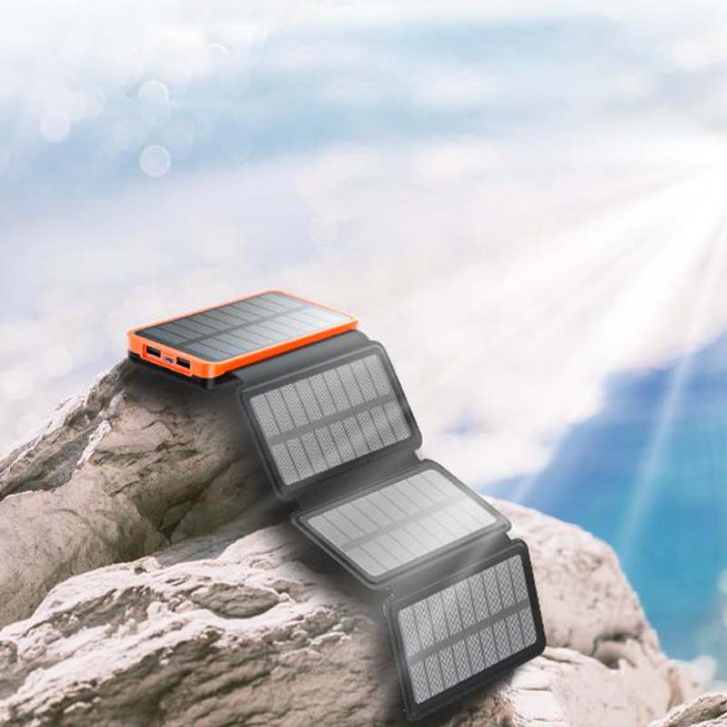 Solar Powerbank | 25000mAh Schnellladung 4 Solarpanels Mit Taschenlampe