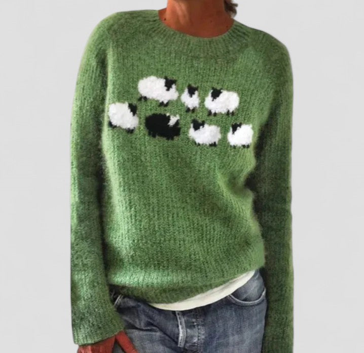 Strickpullover | Rundhals Mehrfarbiges Muste