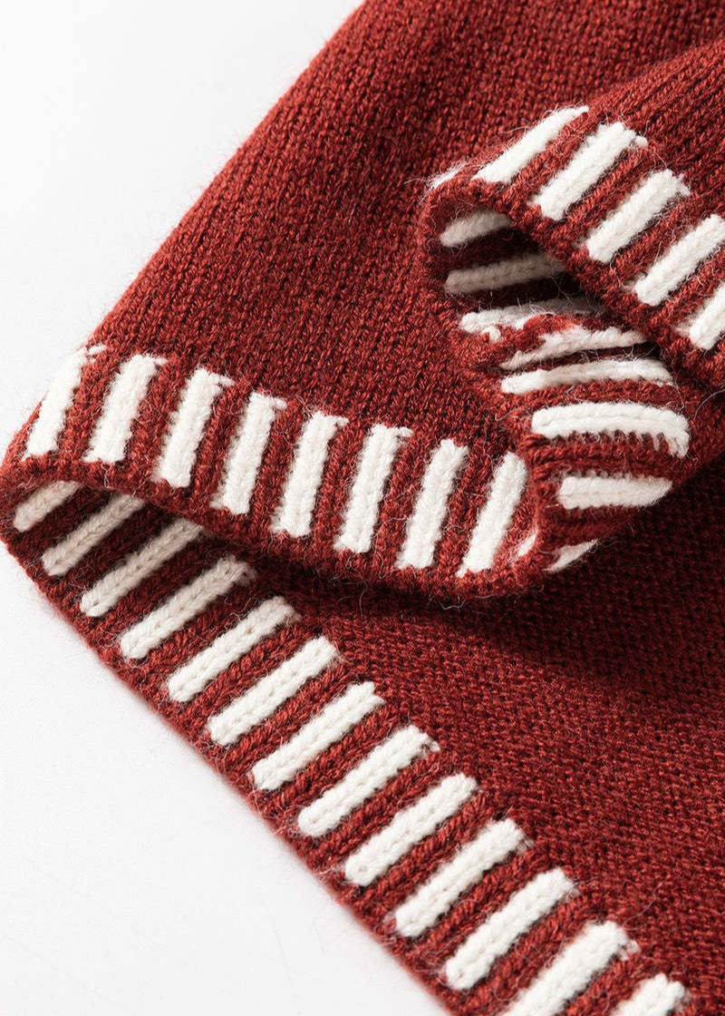 Strickpullover | Pullover Kontrastdetails mit Rundhalsausschnitt