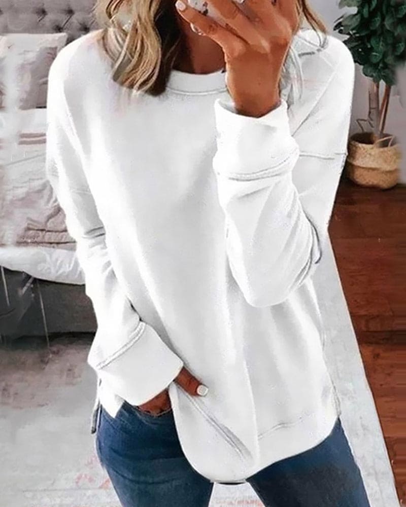 Sweatshirt | Lockerer Schnitt Rundhalsausschnitt