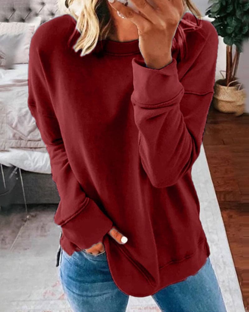 Sweatshirt | Lockerer Schnitt Rundhalsausschnitt