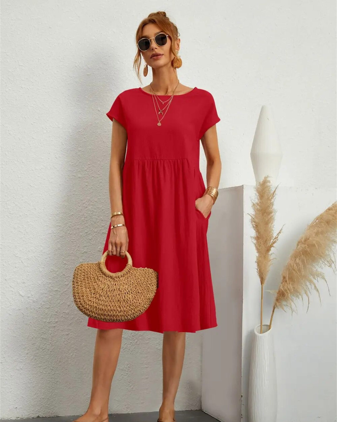 Damen Sommer Midi StrandKleid