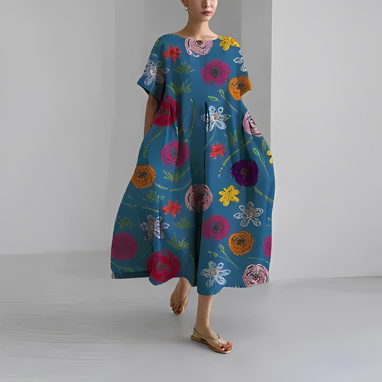Damen Vintage Maxi Kleid