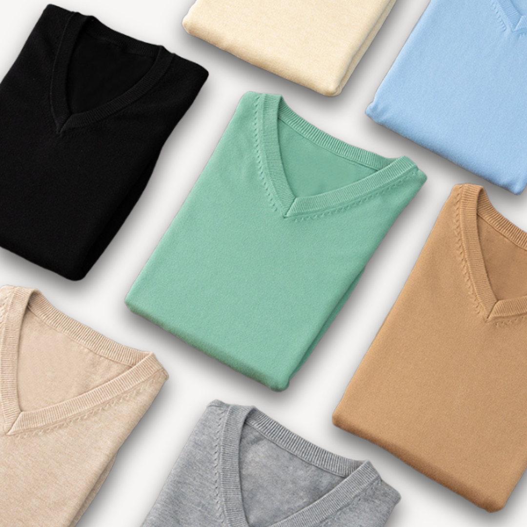 V Ausschnitt Pullover - Schmaler Schnitt für Alltag