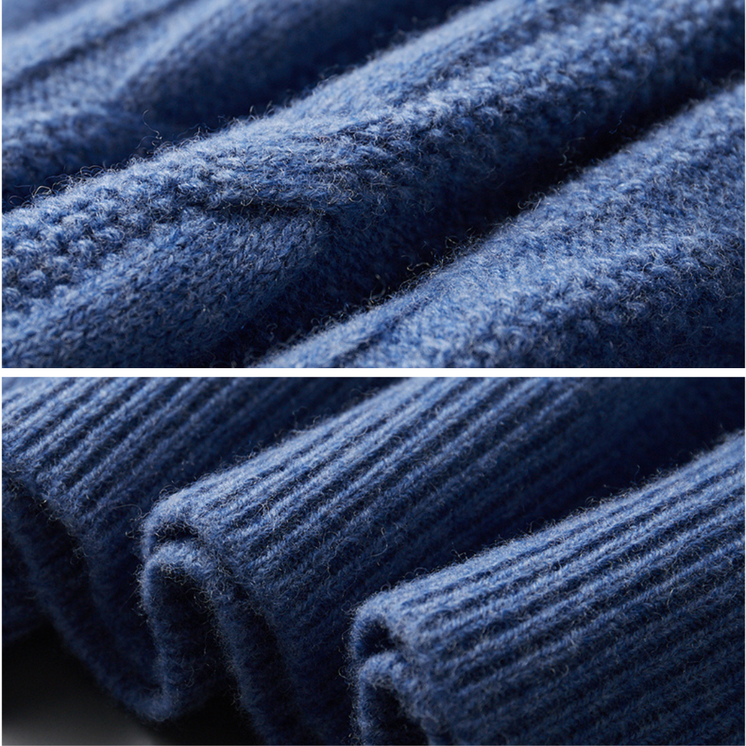 Pullover mit Zopfmuster - Gerippter Rundhalsausschnitt