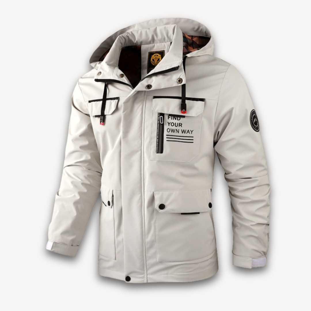 Übergangsjacke mit Kapuze - Mehrtaschen Stil mit Reißverschluss