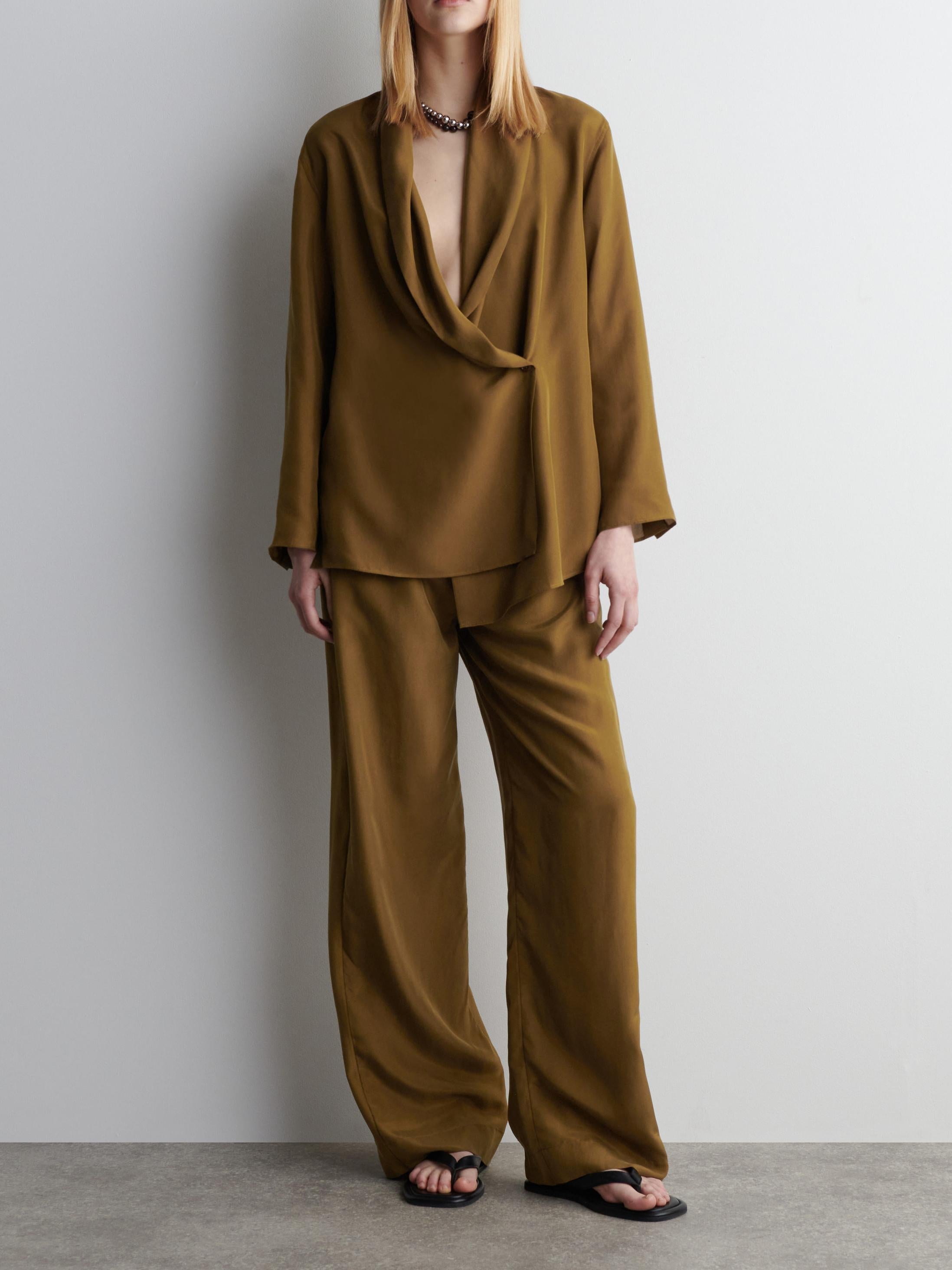 Zweiteiler Set | Wickelbluse Mit Weiter Hose