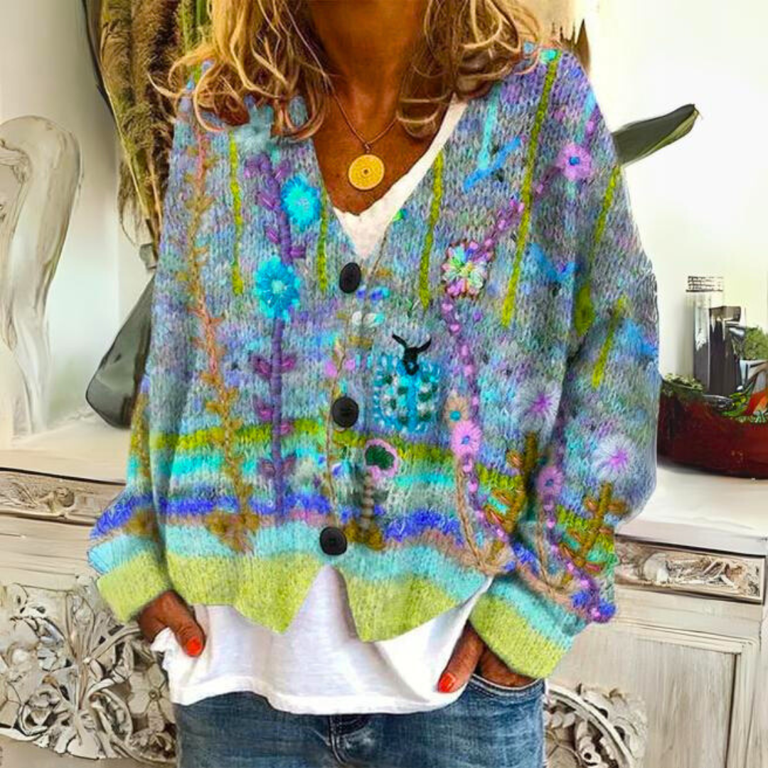 Strickcardigan - Floral Blumenprint