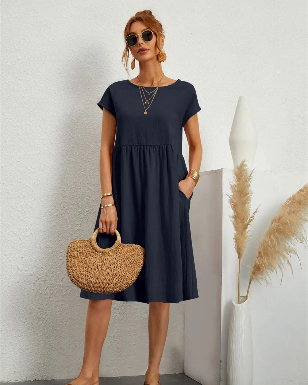 Damen Sommer Midi StrandKleid
