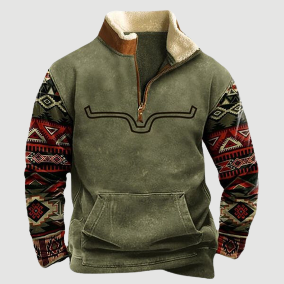 Pullover Reißverschluss | Ethno Muster Ärmel