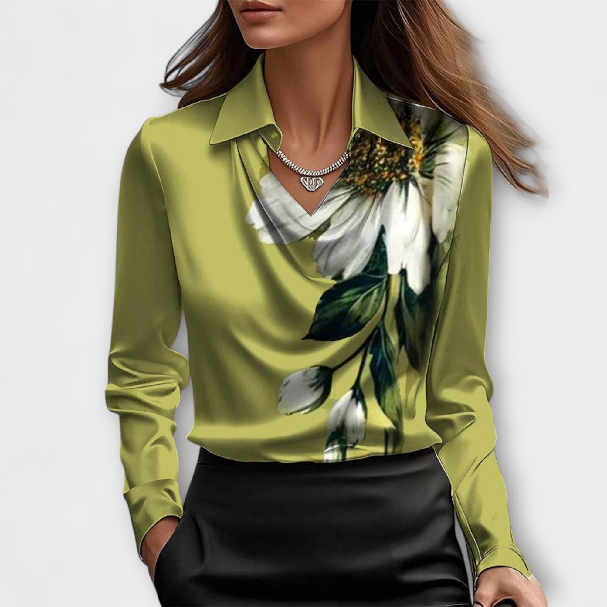 Langarm Shirt | Wasserfallkragen Mit Kragen