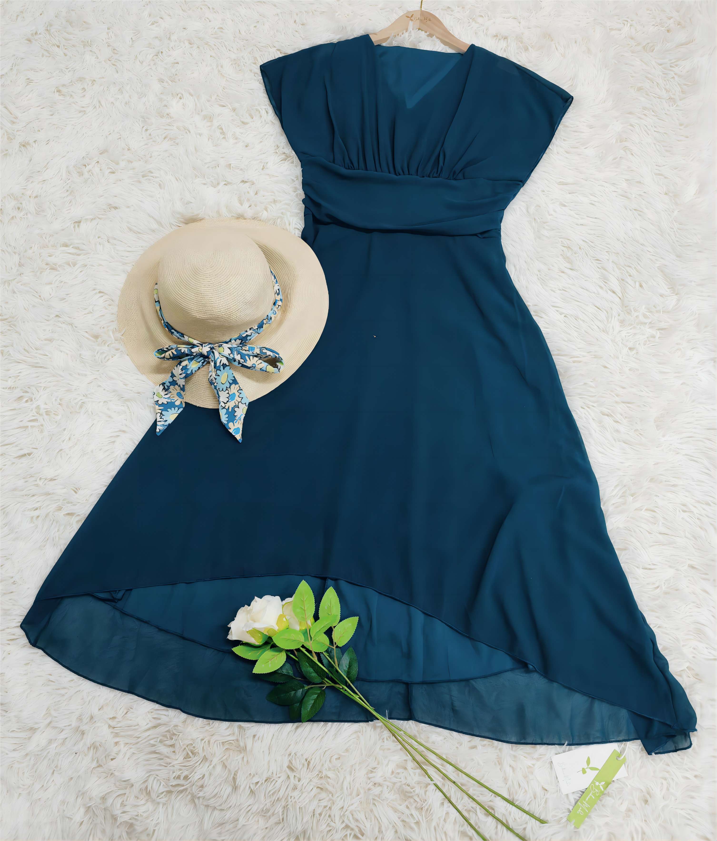 Damen Elegant Chiffon Midi Kleid