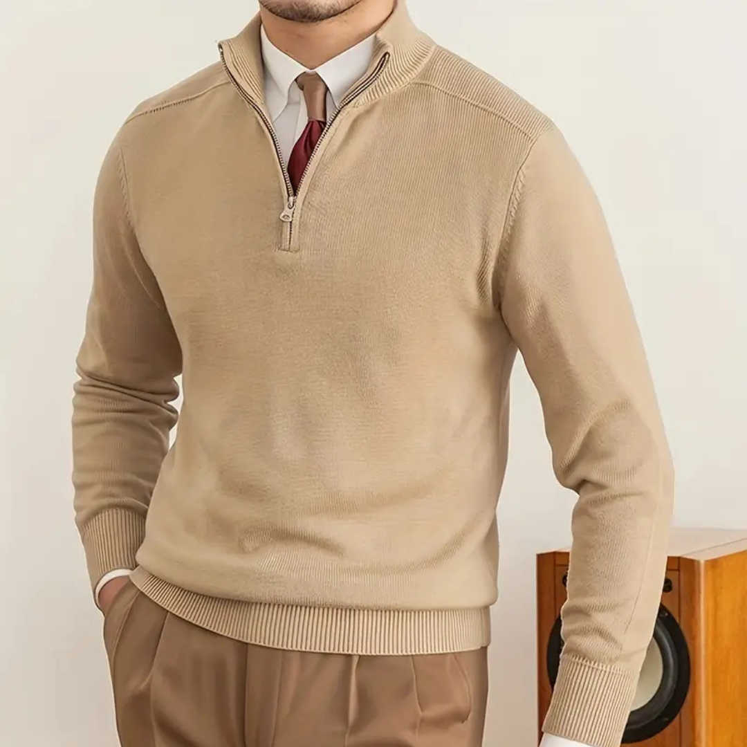 Pullover mit Reißverschluss - Stehkragen und Schmaler Schnitt