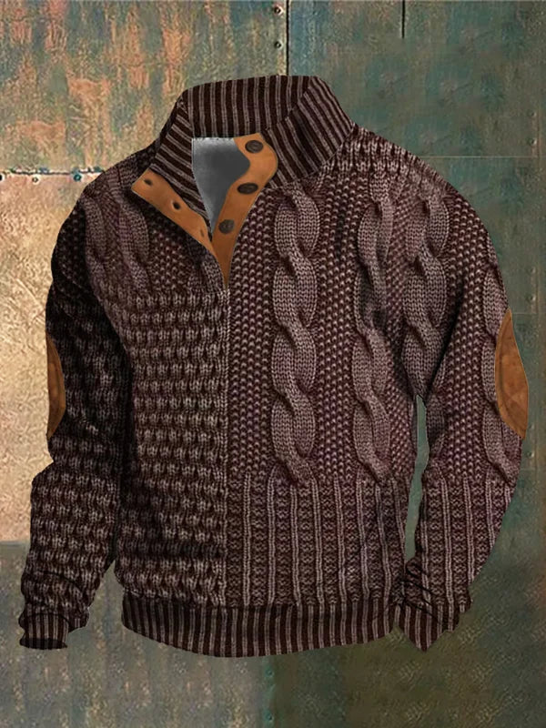 Strickpullover | Strukturmuster Mit Knopfleiste