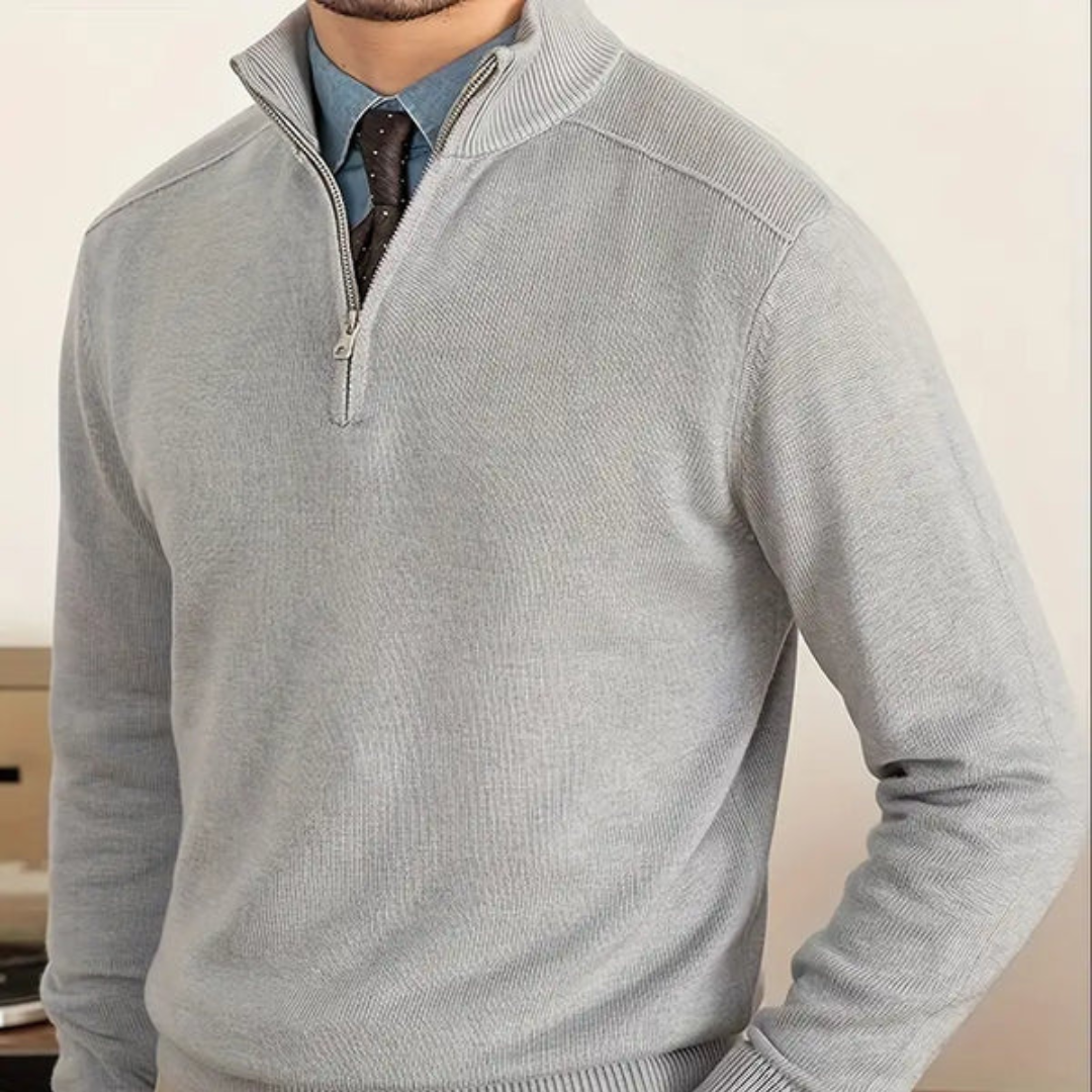 Pullover mit Reißverschluss - Stehkragen und Schmaler Schnitt