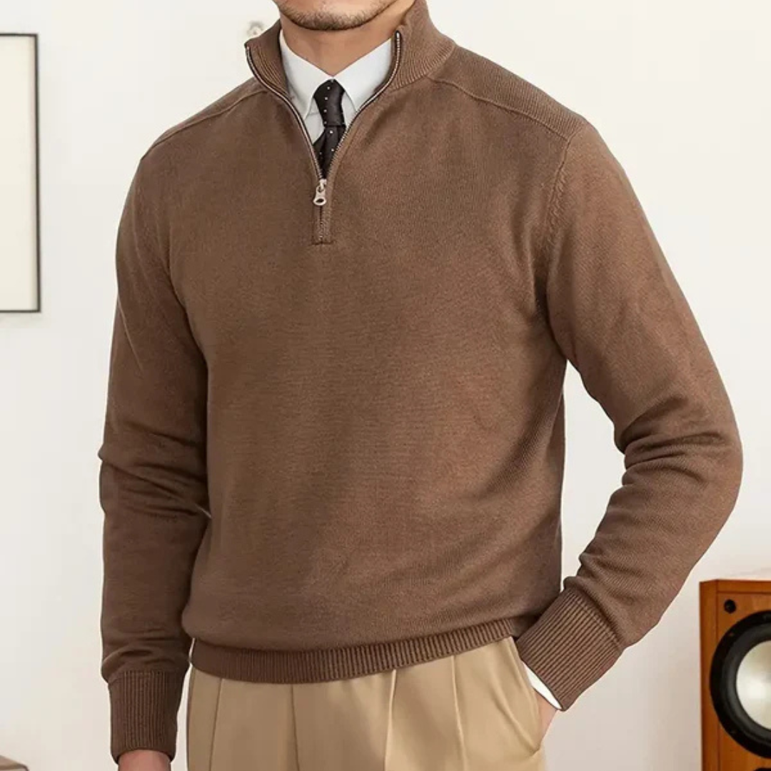Pullover mit Reißverschluss - Stehkragen und Schmaler Schnitt