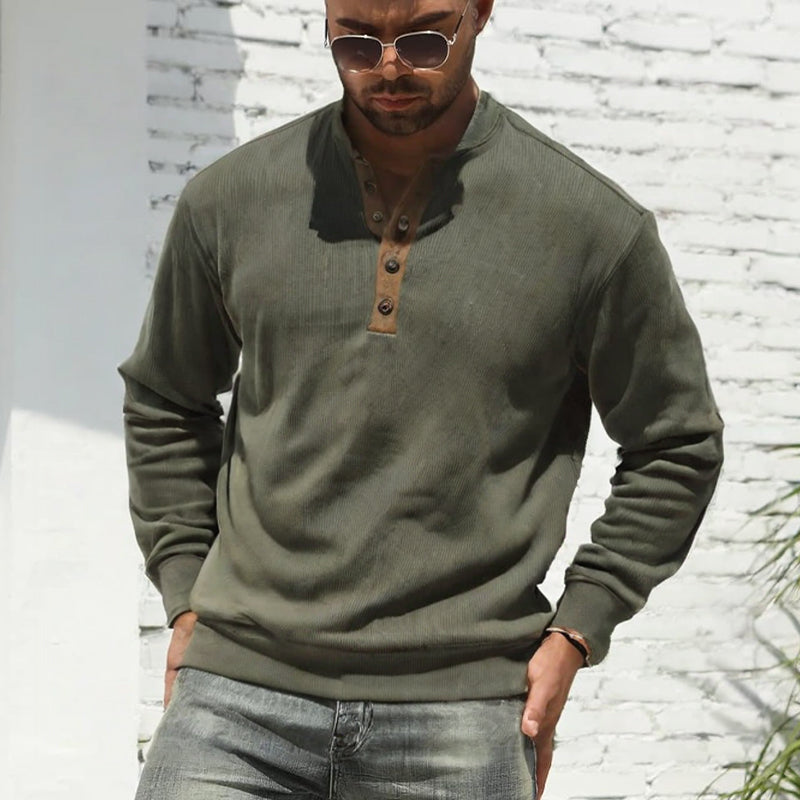 Strickpullover Knopfleiste | Gerippte Struktur Und Kragen