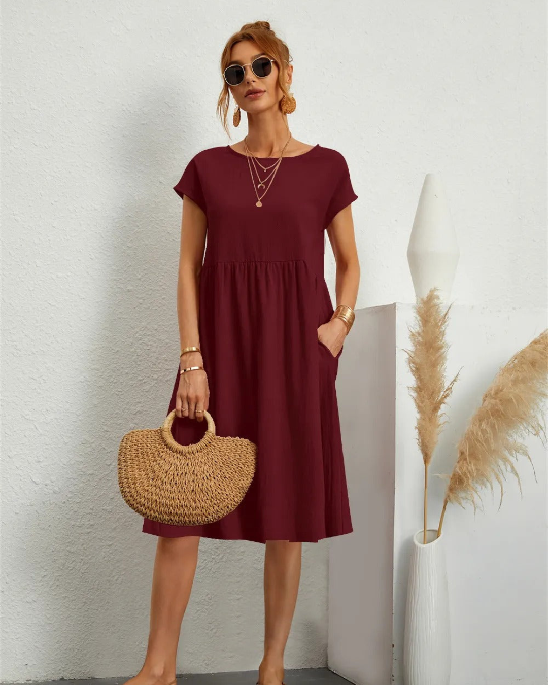 Damen Sommer Midi StrandKleid