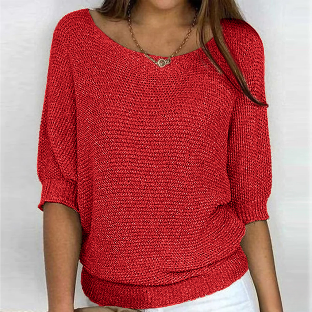 Strickpullover | Weiter Rundhalsausschnitt Mit Halblangen Ärmeln