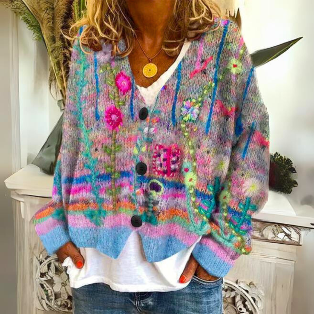 Strickcardigan - Floral Blumenprint