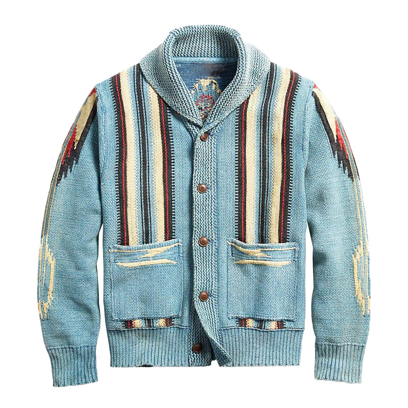 Strickjacke Mit Knöpfen - Schalkragen Mit Musterdesign