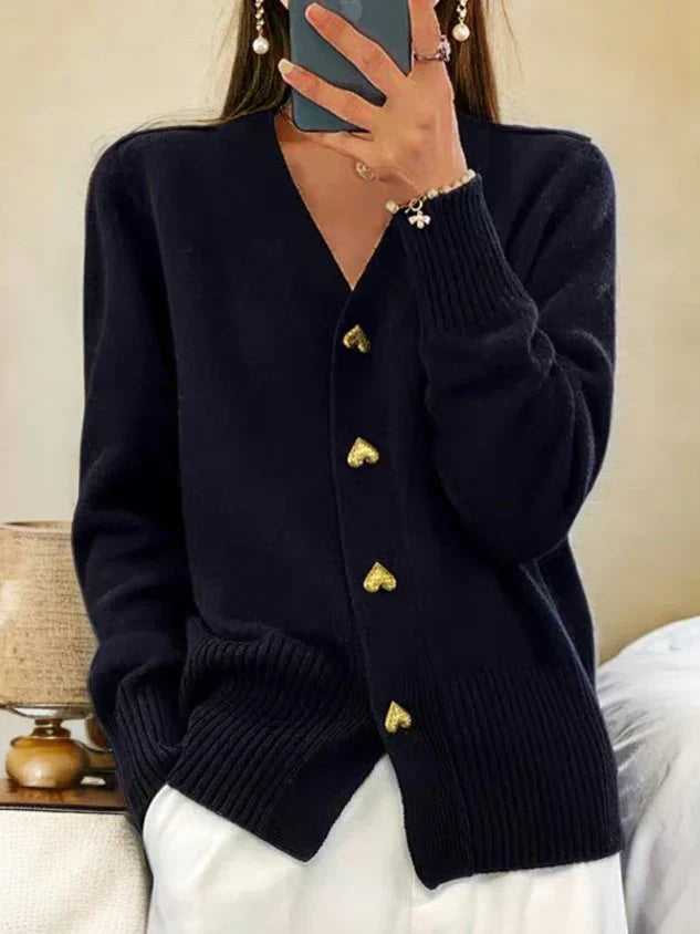 Strickcardigan - Herzknopf Design