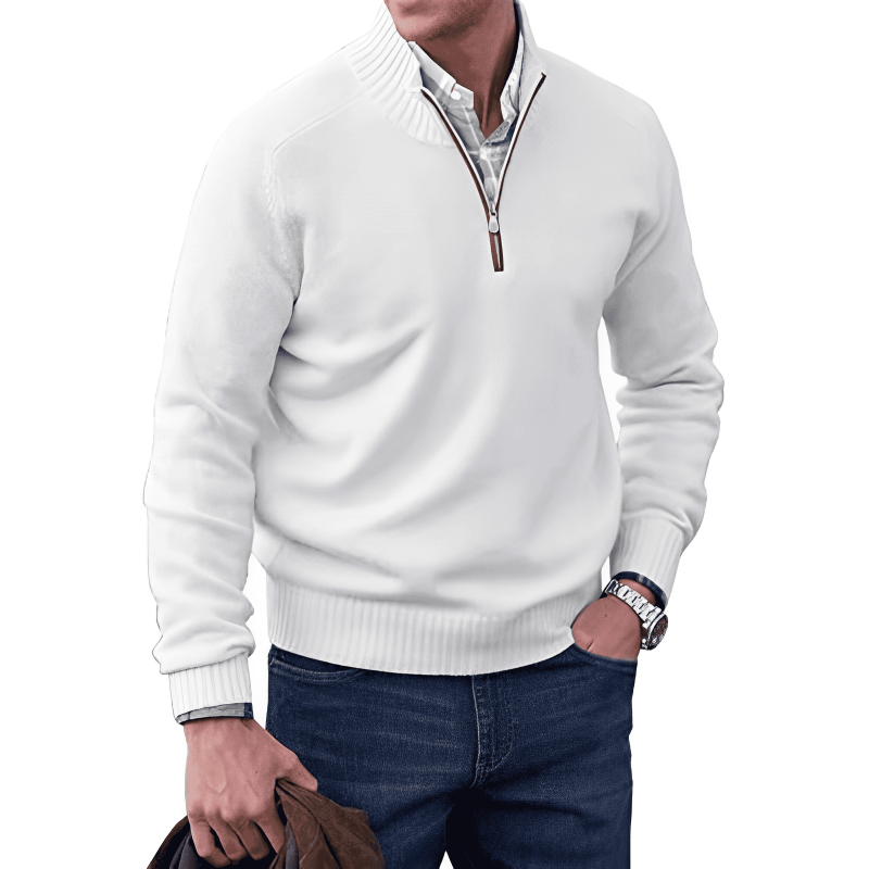 Reißverschluss Pullover | Gerippter Stehkragen
