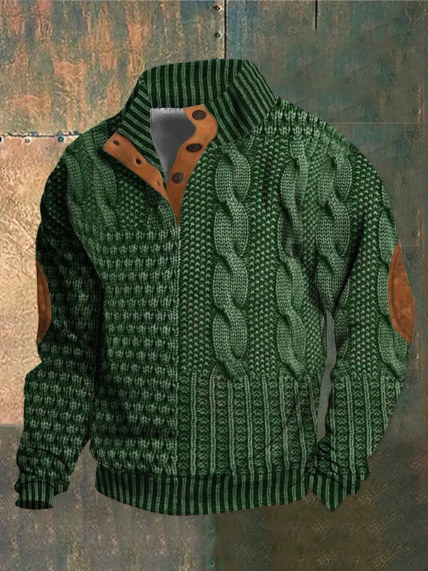 Strickpullover | Strukturmuster Mit Knopfleiste