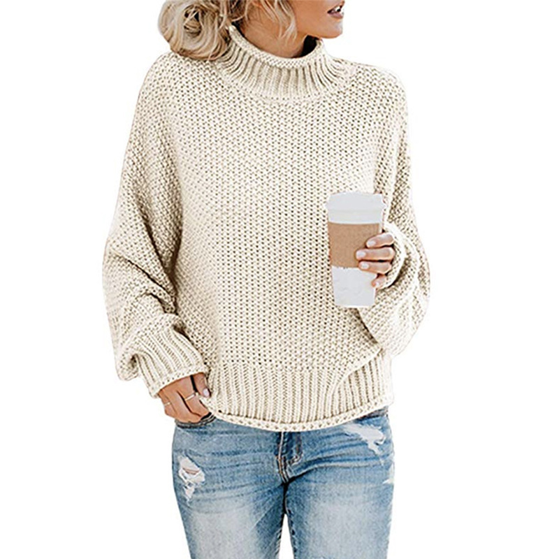 Strickpullover | Hoher Kragen Mit Lockerem Schnitt