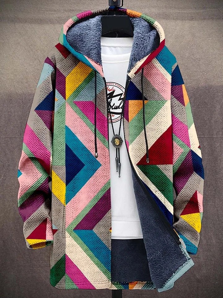 Kapuzencardigan - Geometrisches Muster