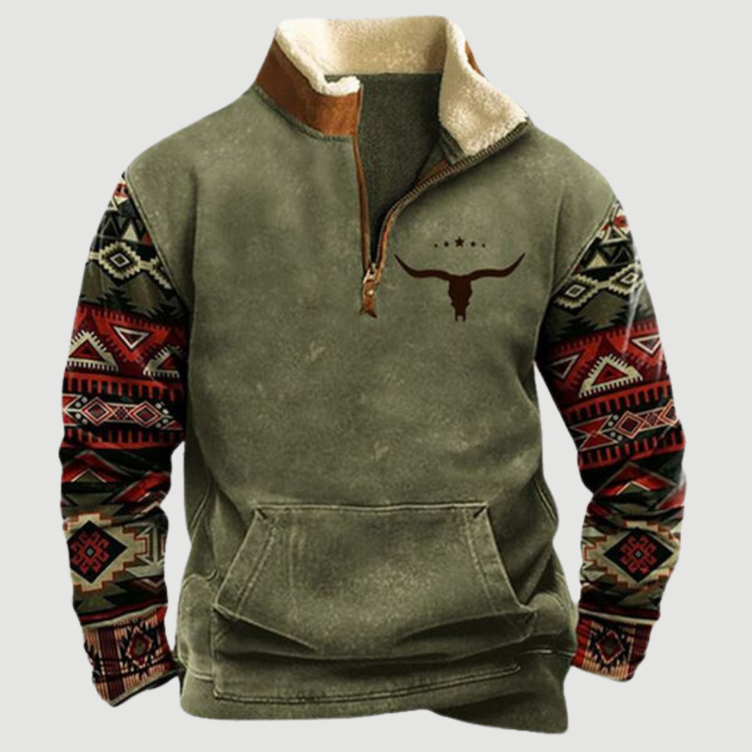 Pullover Reißverschluss | Ethno Muster Ärmel