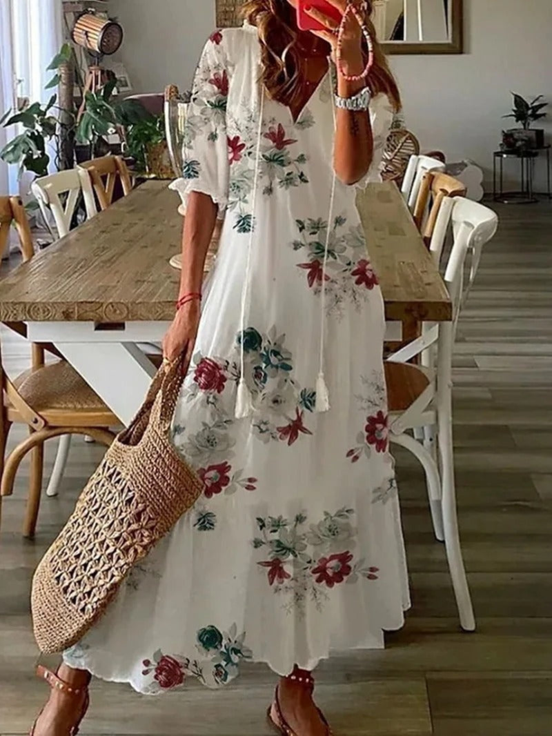 Damen Tunika Strand Maxi Kleid
