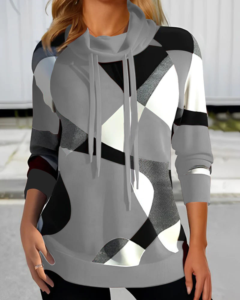 Pullover Mit Muster - Lockere Passform Mit Rollkragen