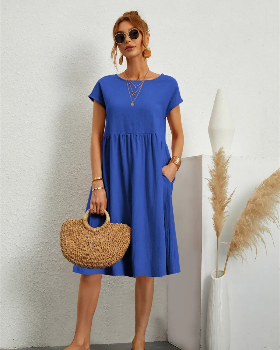 Damen Sommer Midi StrandKleid