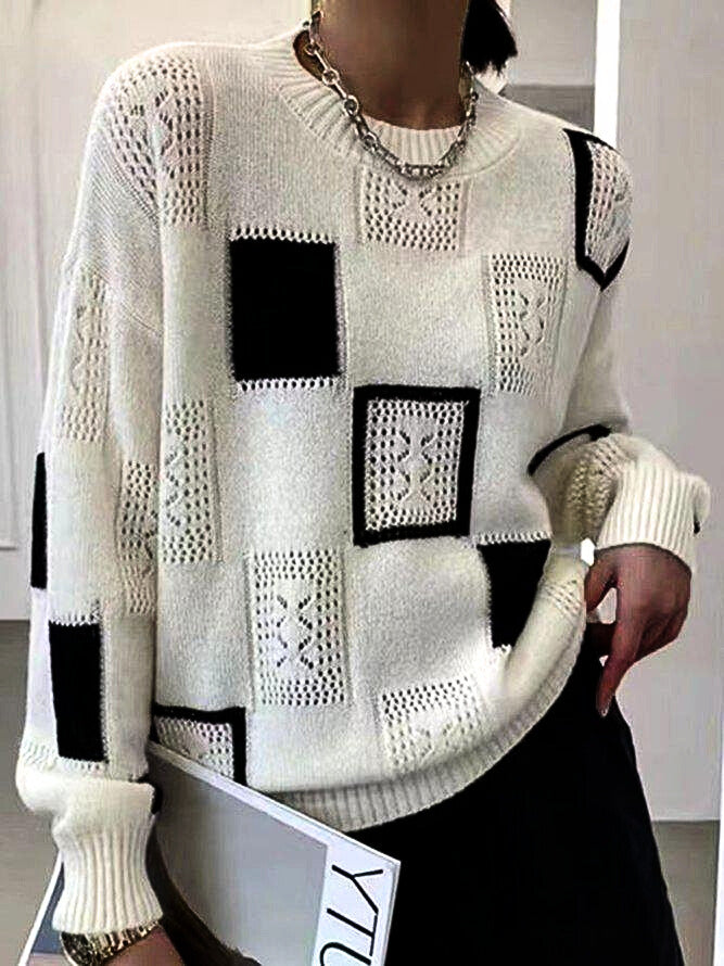 Strickpullover | Lockerer Schnitt Quadratmuster