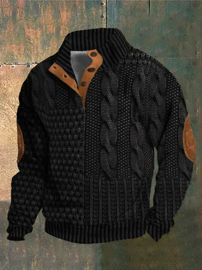 Strickpullover | Strukturmuster Mit Knopfleiste
