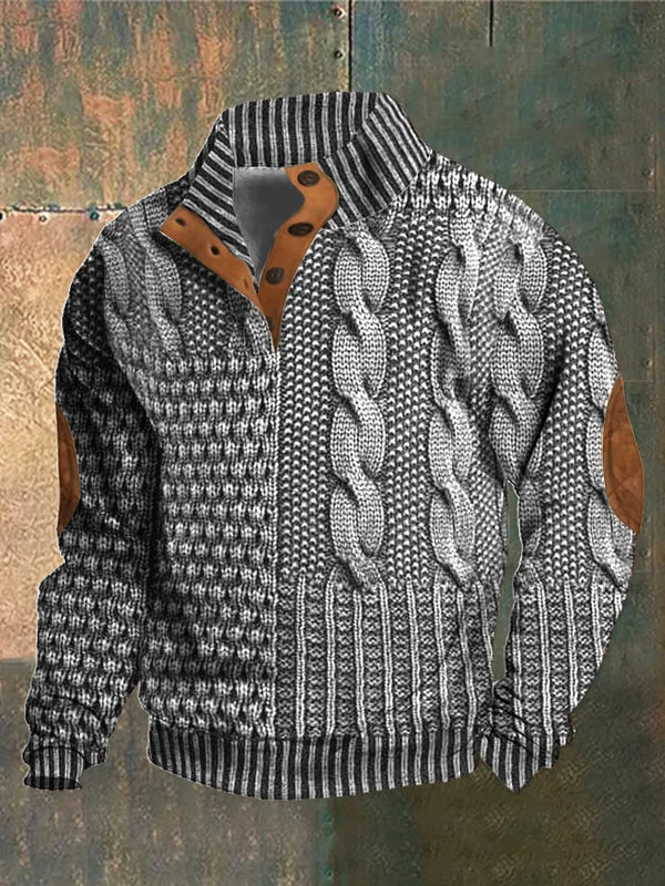 Strickpullover | Strukturmuster Mit Knopfleiste