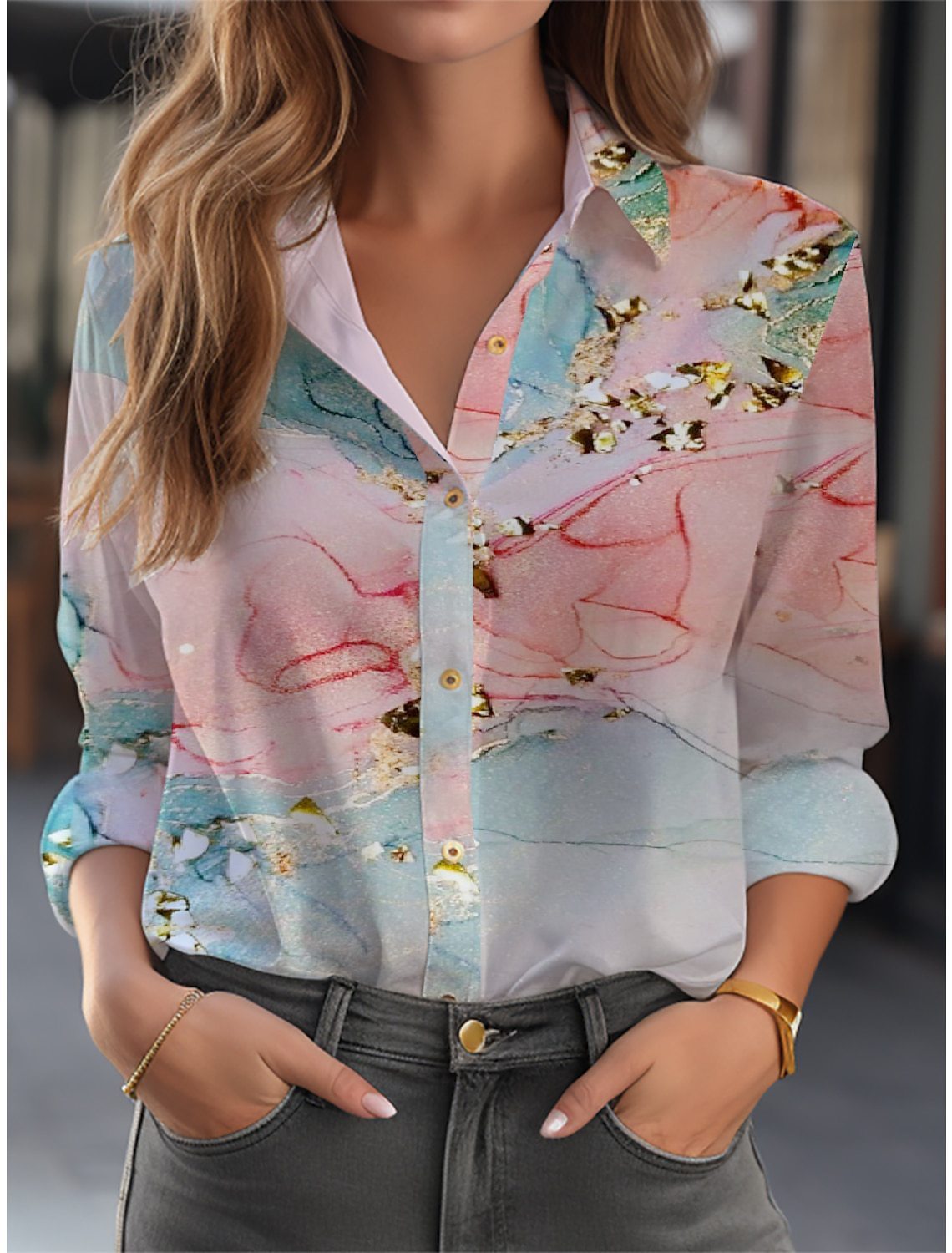 Damen Elegante Bedruckte Bluse