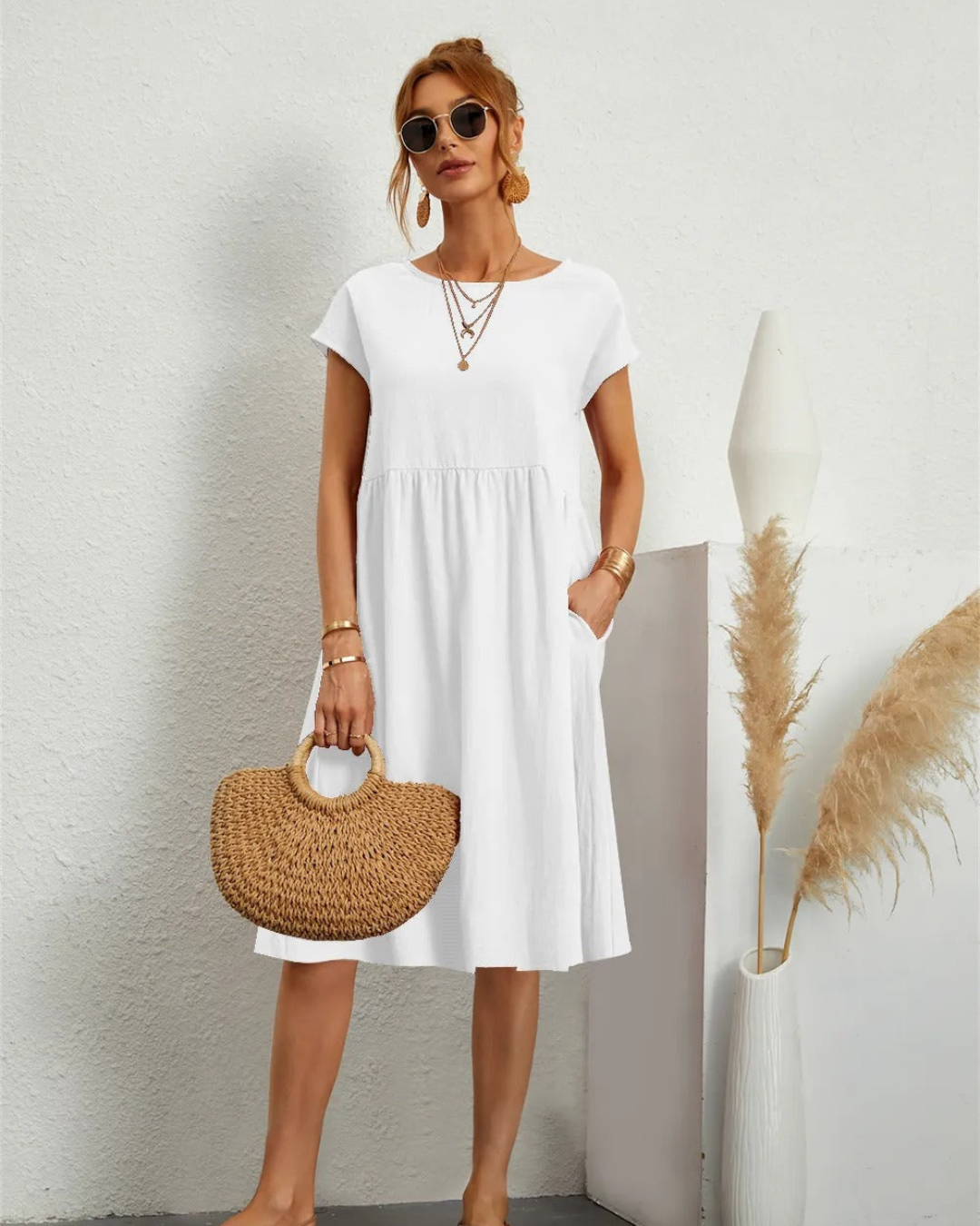 Damen Sommer Midi StrandKleid