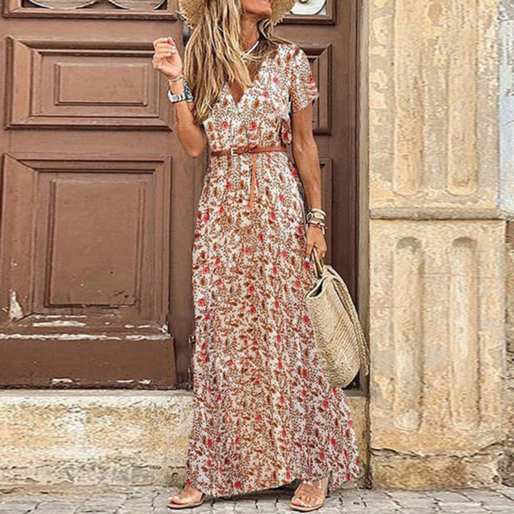 Damen Strand Wickel Maxi Kleid
