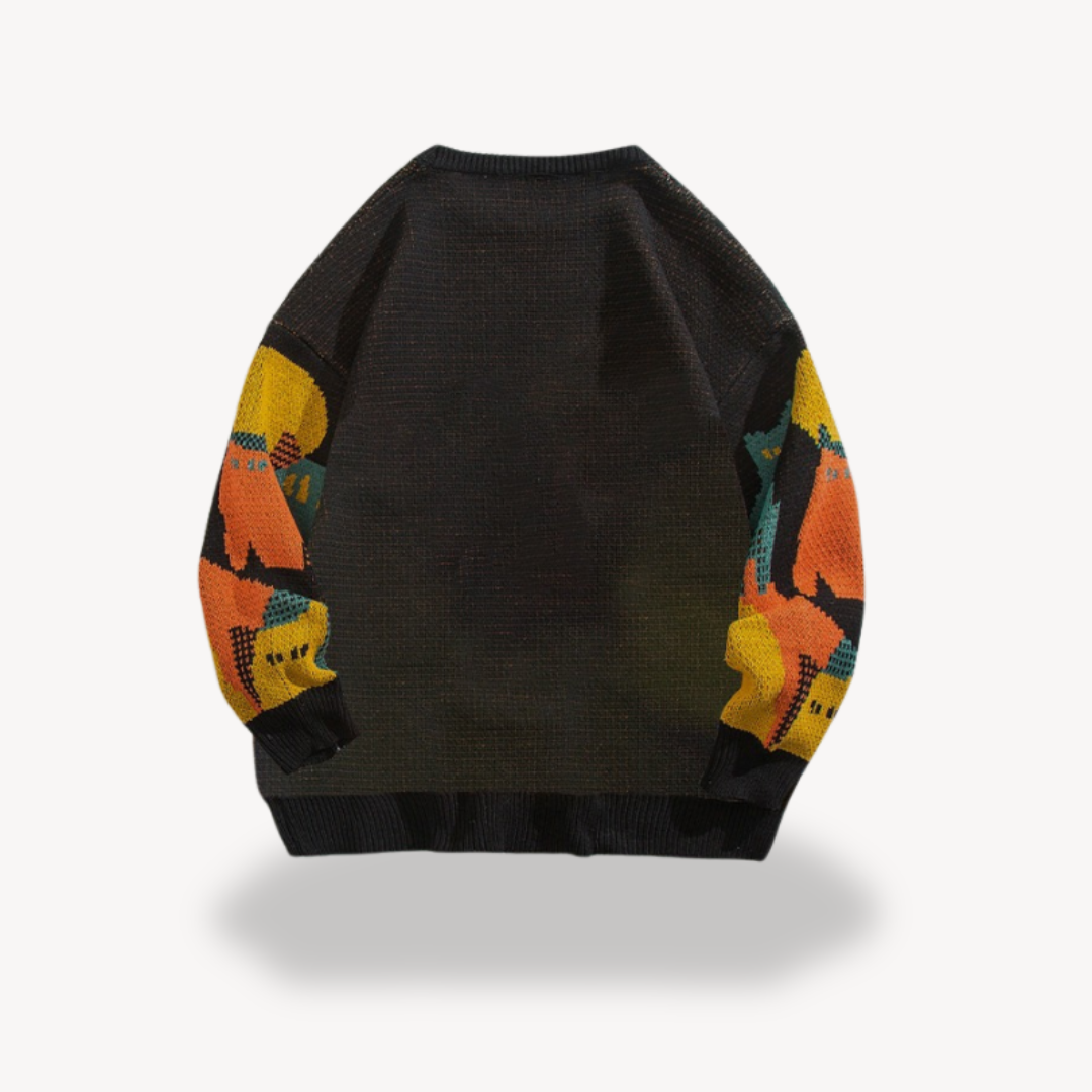 Pullover mit Motiv - Oversized Schnitt und Rundhalsausschnitt