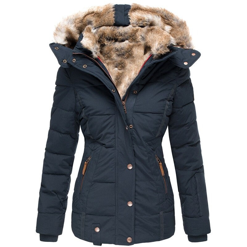 Winter Parka Jacke mit Kapuze - Tailliert mit Reißverschluss