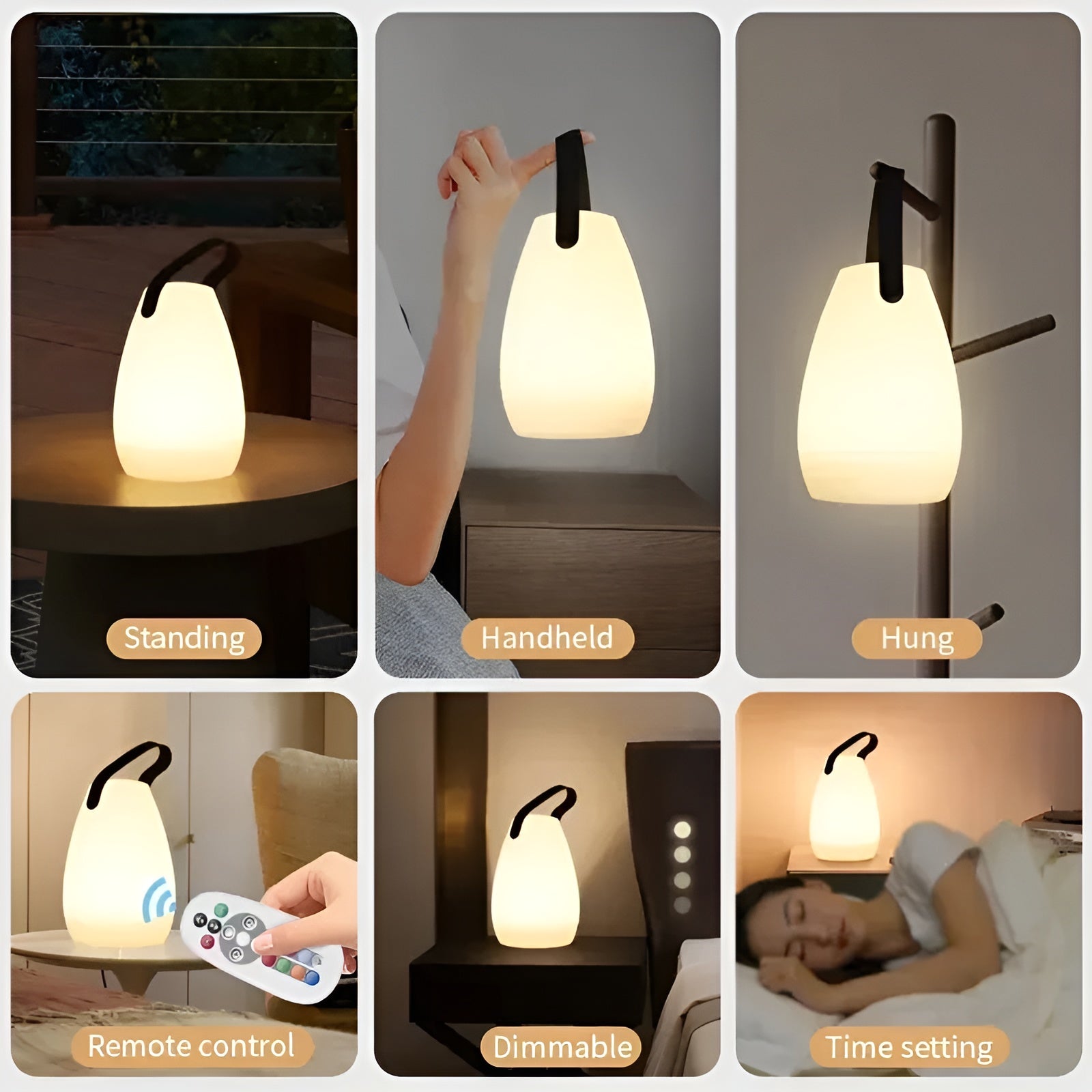Kabellose LED Tischlampe | Nachttischlampe Dimmbar 16 Farben Wasserdicht