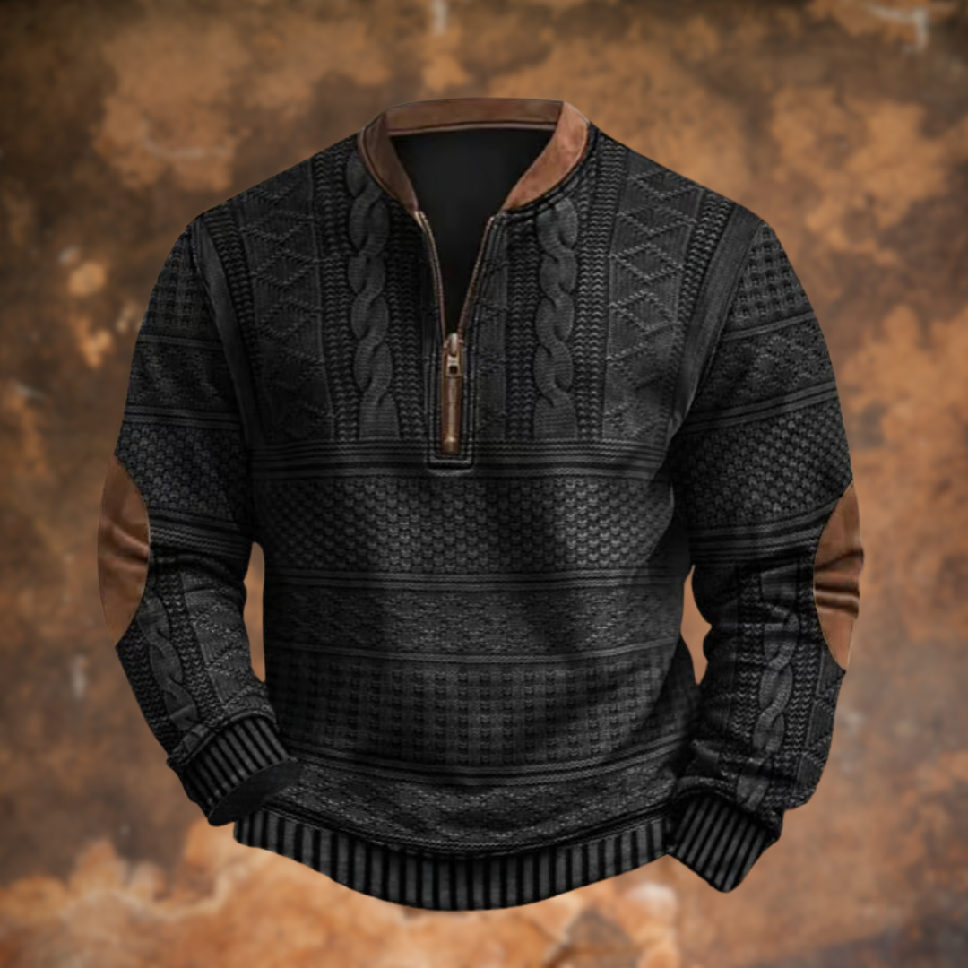Pullover Mit Reißverschluss - Strukturiertes Musterdesign