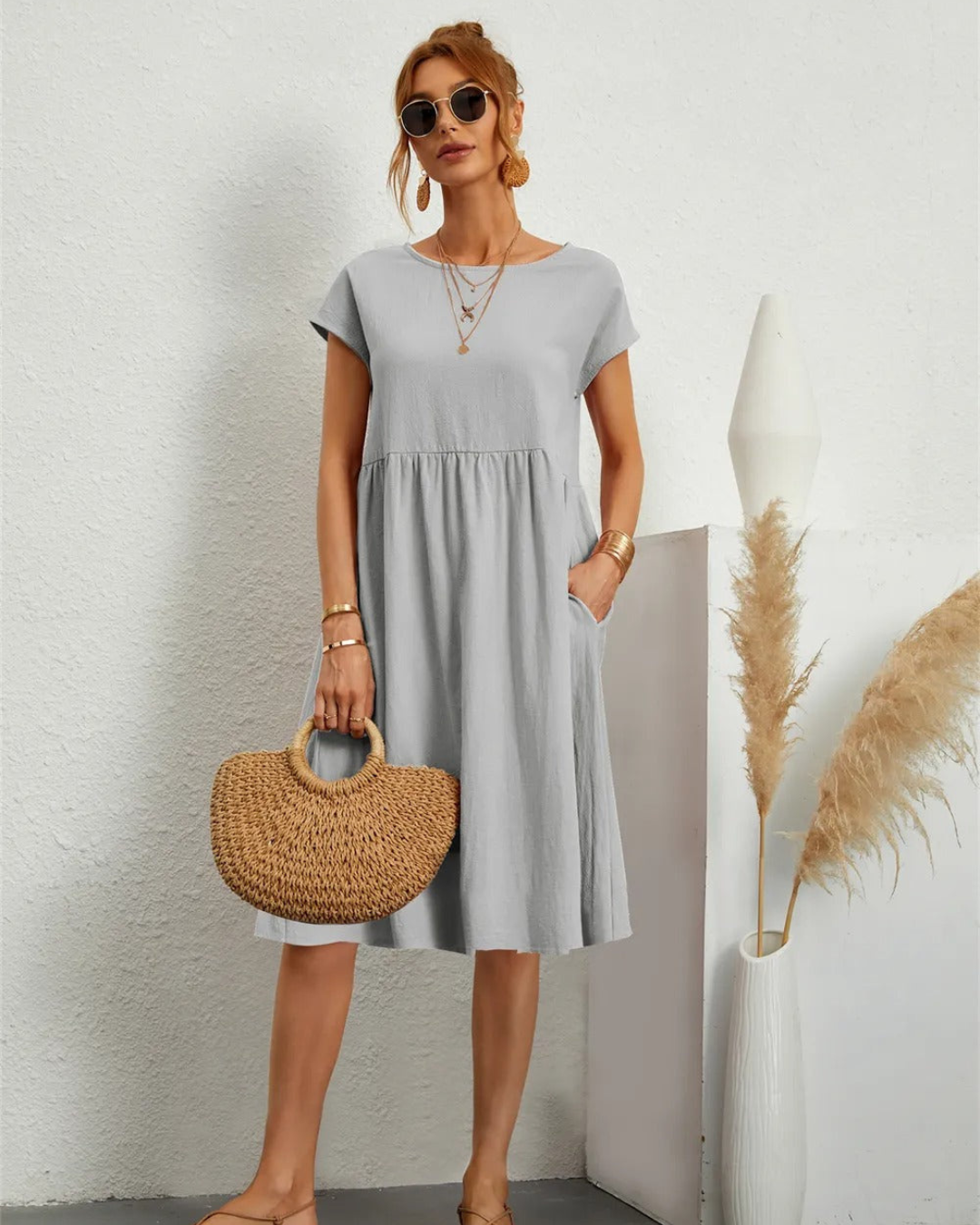 Damen Sommer Midi StrandKleid