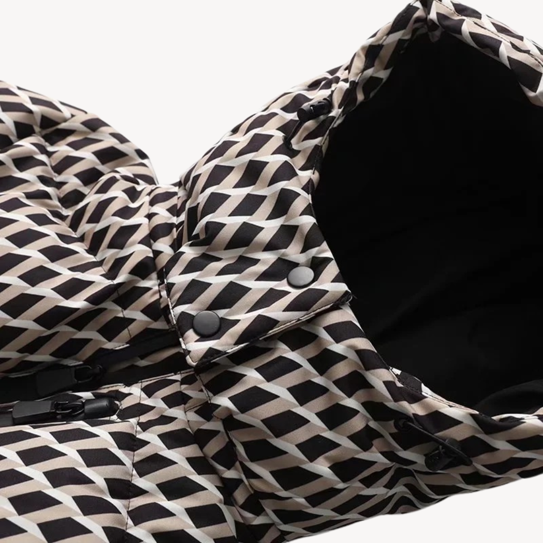 Skijacke Winterjacke | Steppjacke Tailliert mit Gürtel und Kapuze