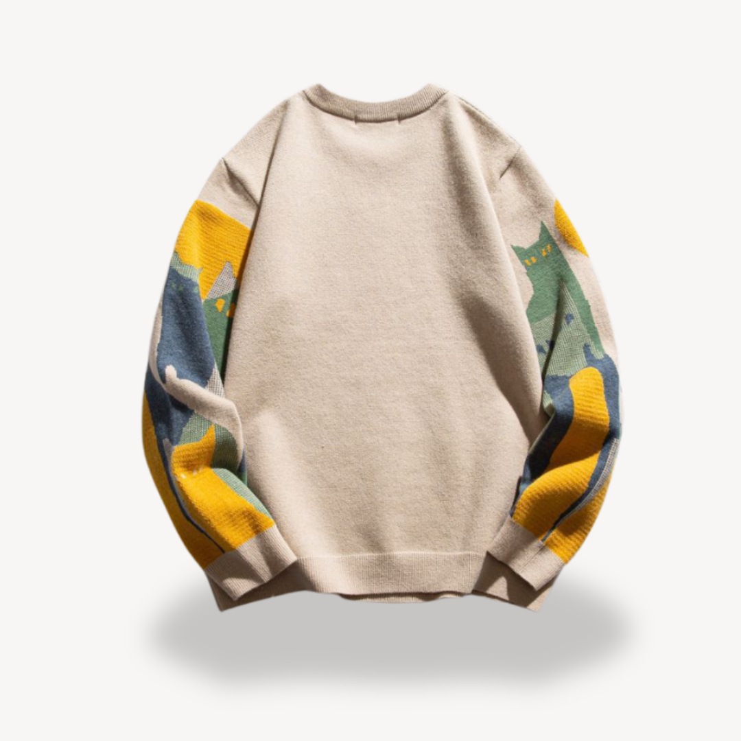 Pullover mit Motiv - Oversized Schnitt und Rundhalsausschnitt